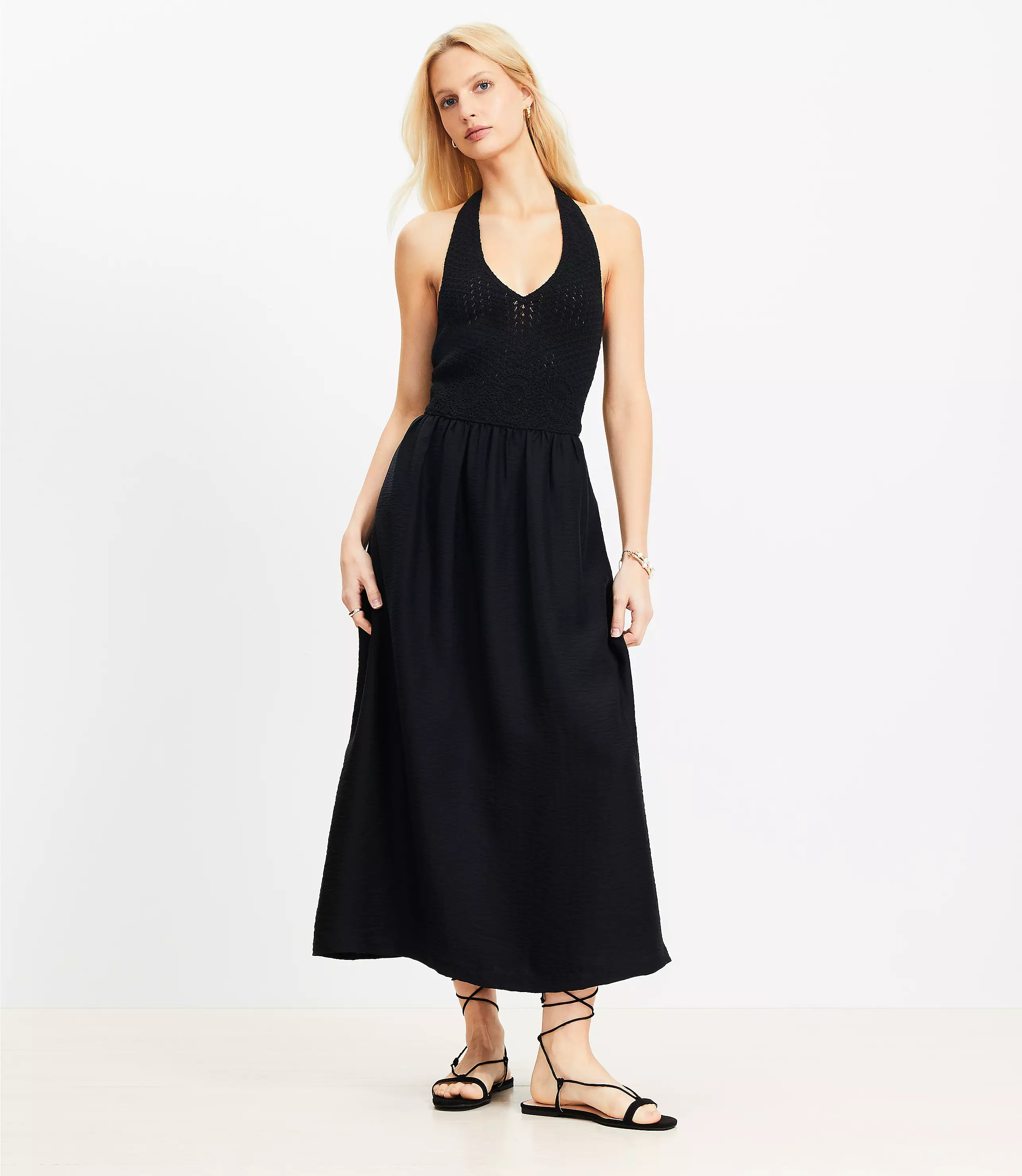 Crochet Halter Midi Dress | LOFT