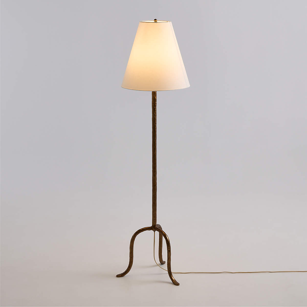Cardiff Brass Floor Lamp with White Shade 58.25" | Crate & Barrel | Crate & Barrel
