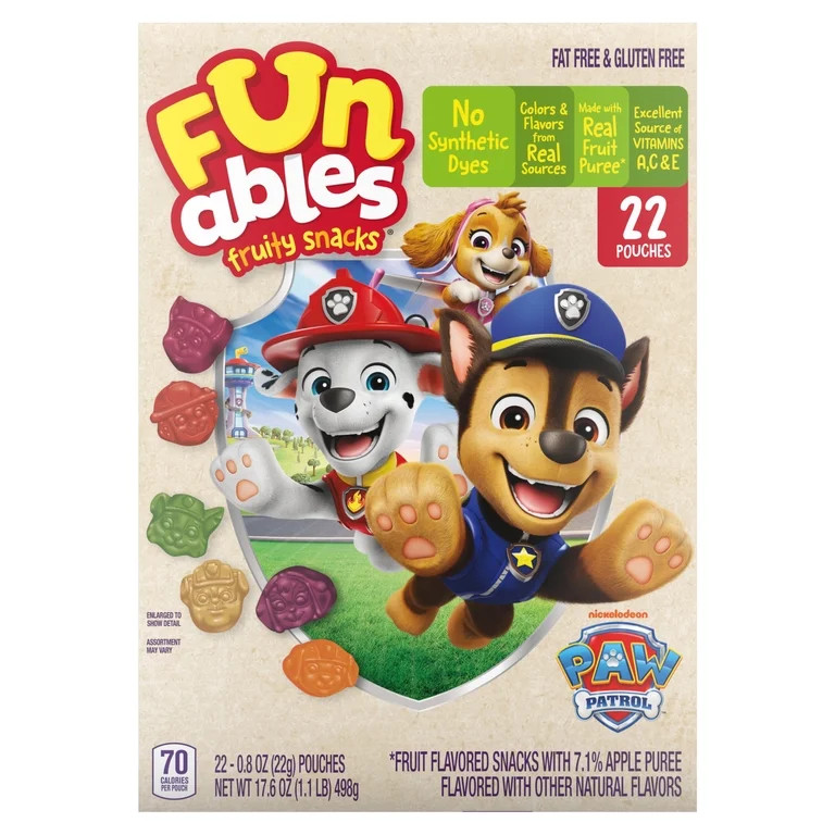 Funables Fruity Snacks PAW Patrol, Assorted Fruit Flavored Snacks, 22 Count | Walmart (US)