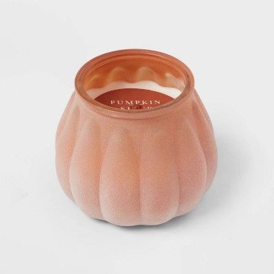 15oz Pumpkin Spice Fall Orange Dusted Woodwick Pumpkin Glass Candle (No Lid) Orange - Threshold&#... | Target