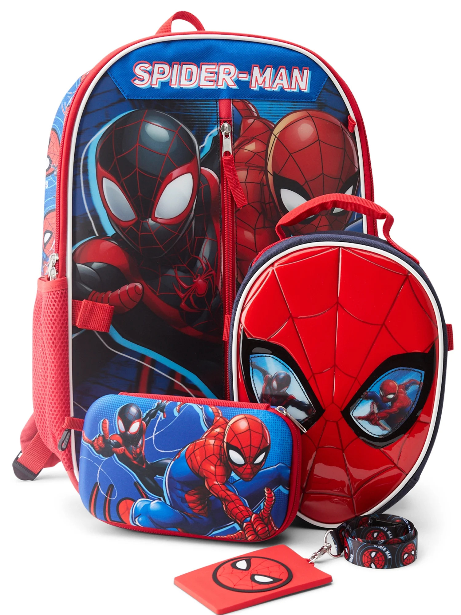 Marvel Spiderman Boy's 4-Piece Backpack with Lunch Bag Set, Red/Blue | Walmart (US)