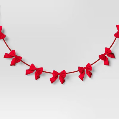 Christmas Velvet Bow Garland Red - Wondershop™ | Target