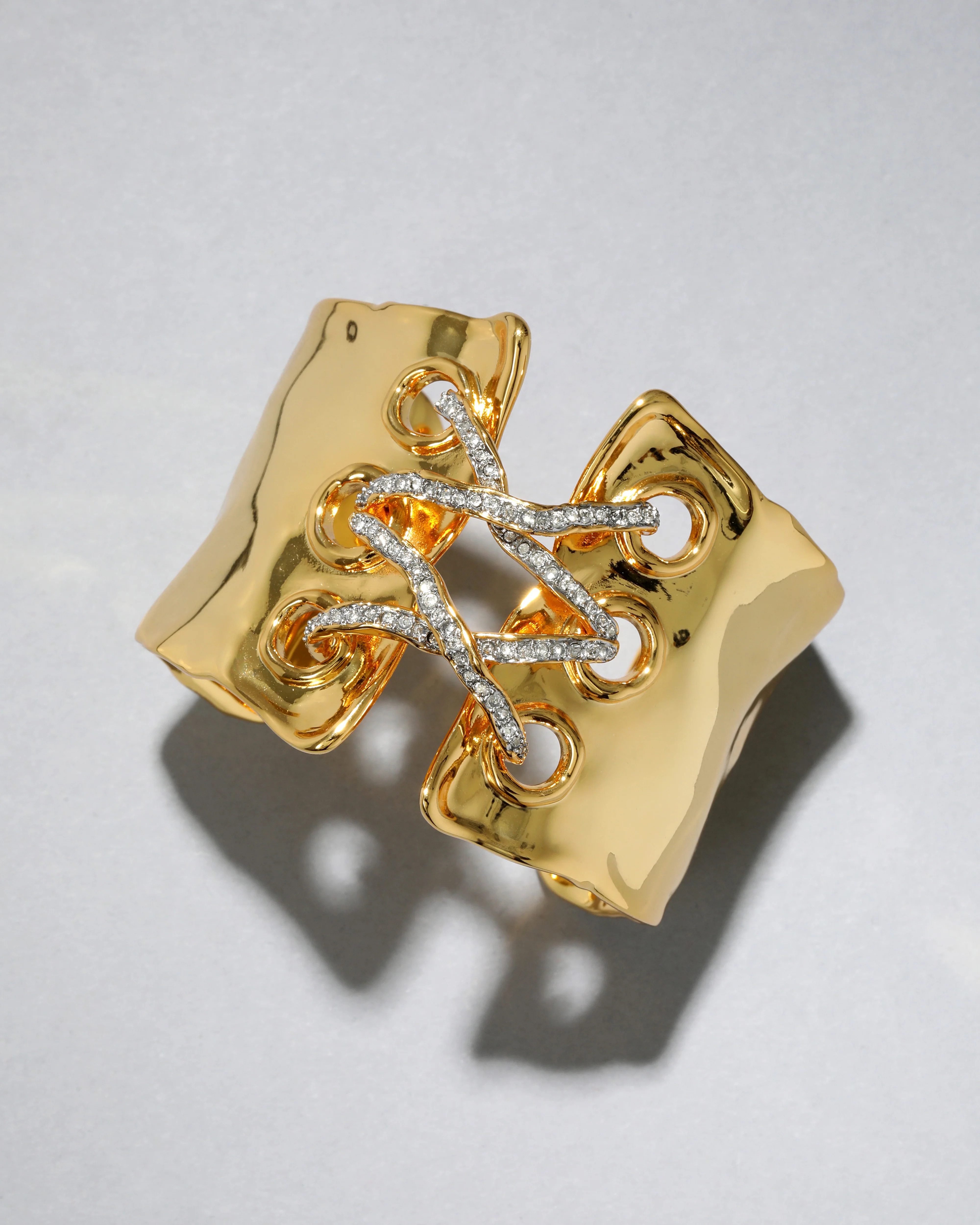 Solanales Gold Crystal Lace Up Cuff Bracelet | Alexis Bittar
