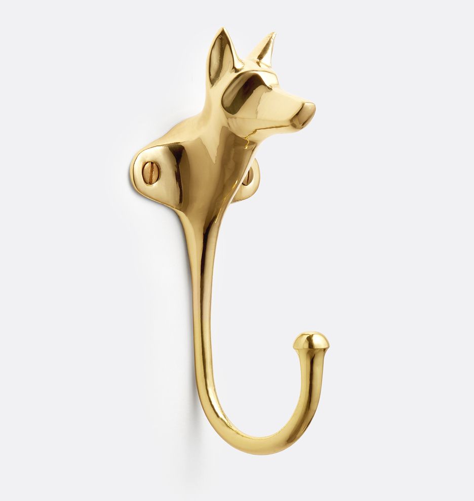 Cast Brass Dog Hook | Rejuvenation