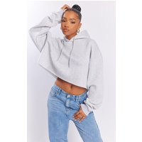 Ash Grey Oversized Cropped Sweat Hoodie | PrettyLittleThing US