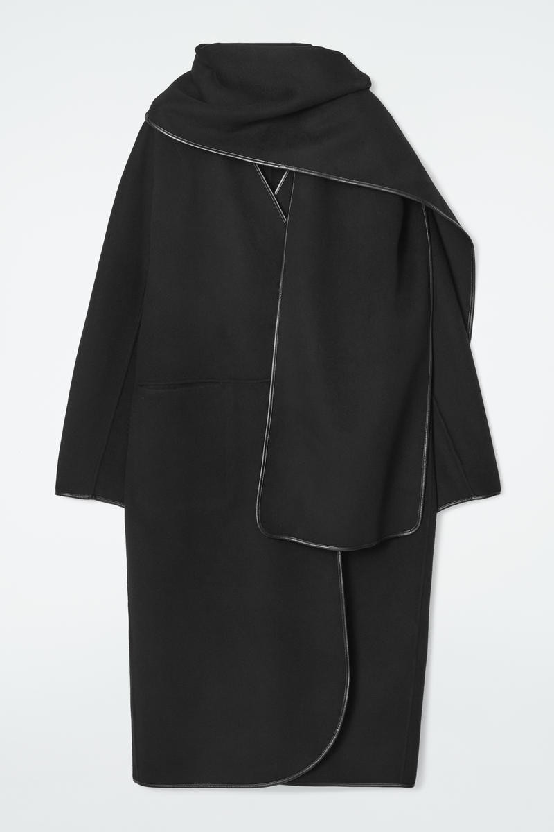 LEATHER-TRIMMED WOOL SCARF COAT | COS (EU)