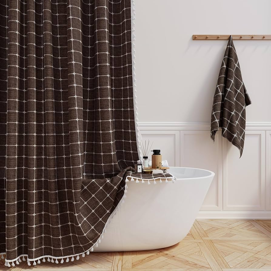 BTTN Extra Long Shower Curtain - 72x84 Inch Long Boho Chic Tassel Linen Fabric Shower Curtain Set... | Amazon (US)