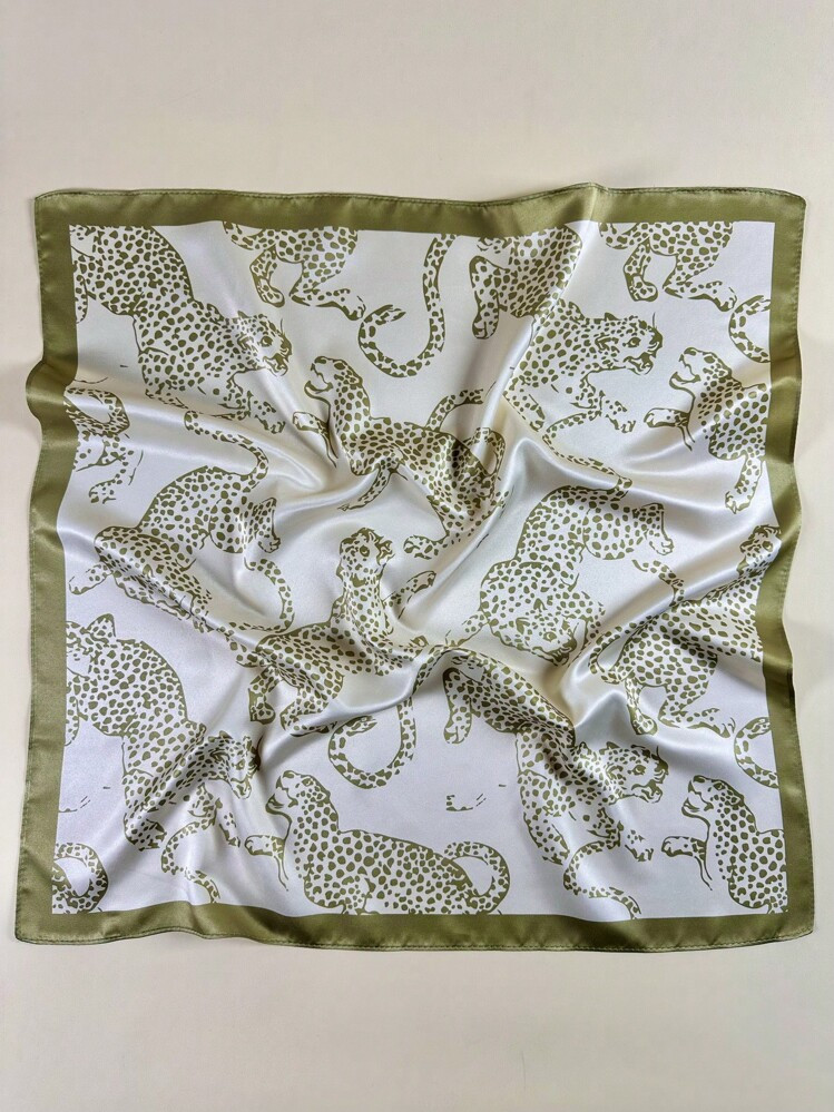 1pc Women's Y2K Leopard Print Scarf, Elegant Satin Neckerchief Headscarf, Accessory For Dresses | SHEIN