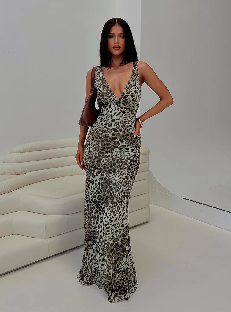 Nellie Maxi Dress Leopard | Princess Polly US