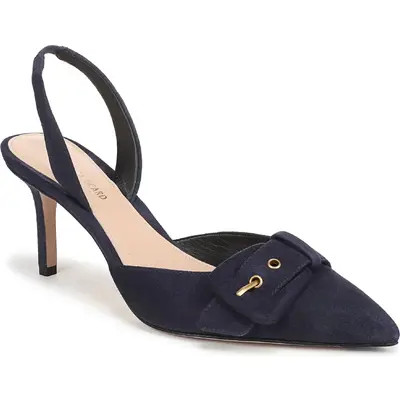 Veronica Beard Lenora Leather Slingback Pump in Navy Leather at Nordstrom, Size 10 | Nordstrom