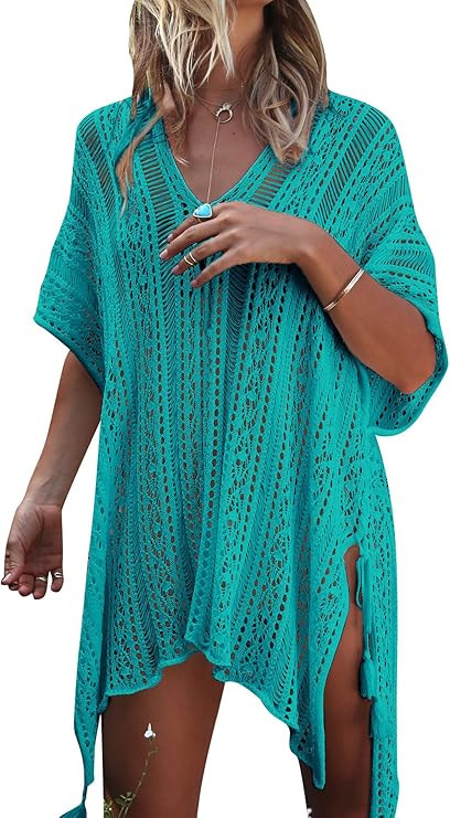 Jeasona Women’s Bathing Suit Cover Up for Beach Pool Swimwear Crochet Dress | Amazon (US)
