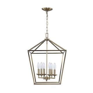 Weyburn 6-Light Brushed Brass Farmhouse Chandelier Light Fixture with Caged Metal Shade | The Home Depot