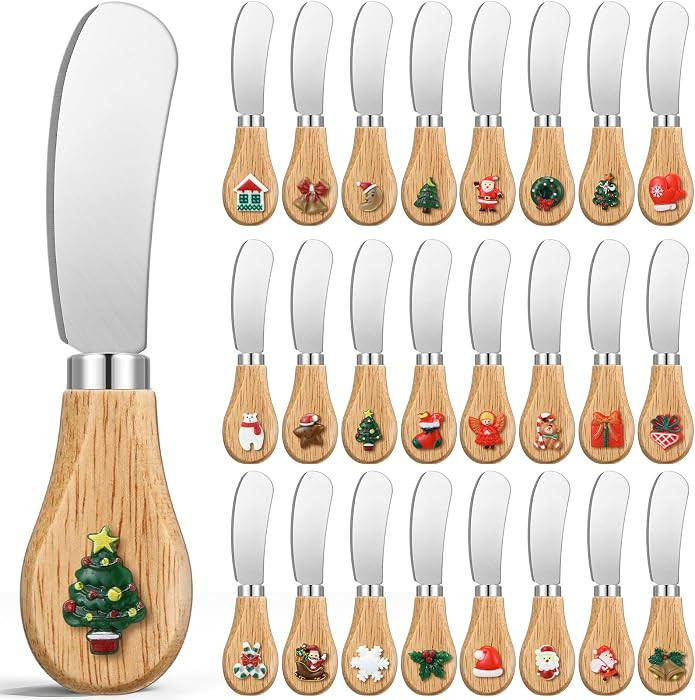 SiliFine 24 Piece Christmas Cheese Spreader 4.8'' Stainless Steel Butter Spreader Mini Butter Kni... | Amazon (US)