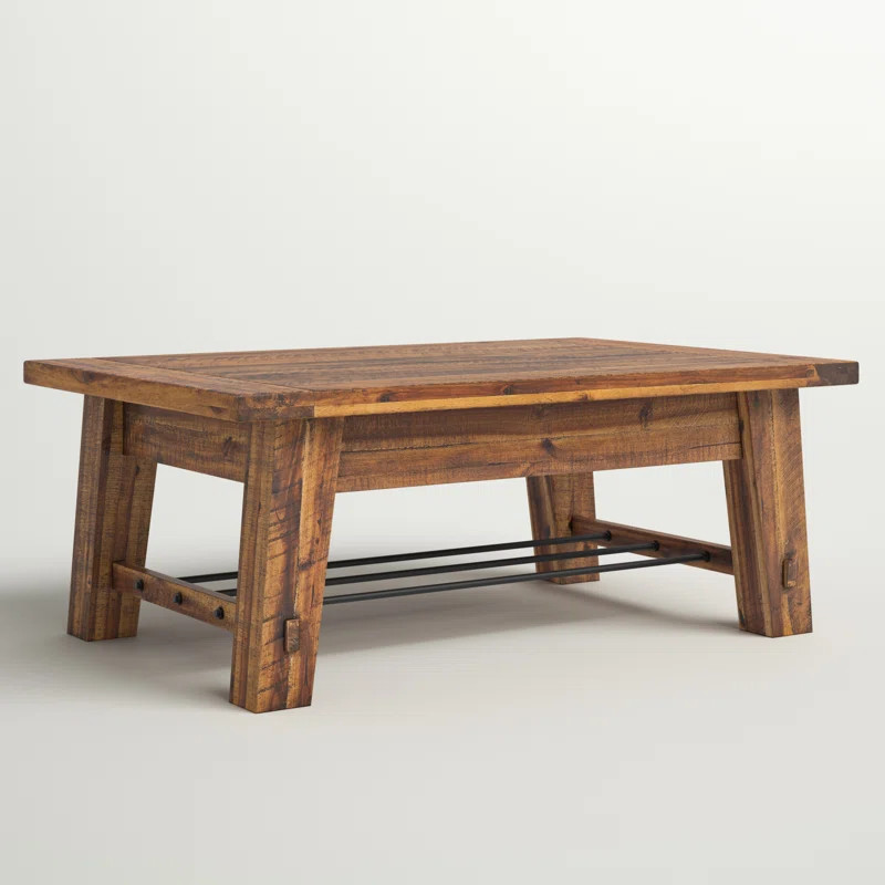 Daryl 48" Wide Industrial Rustic Solid Wood Metal Rectangular Coffee Table | Wayfair North America