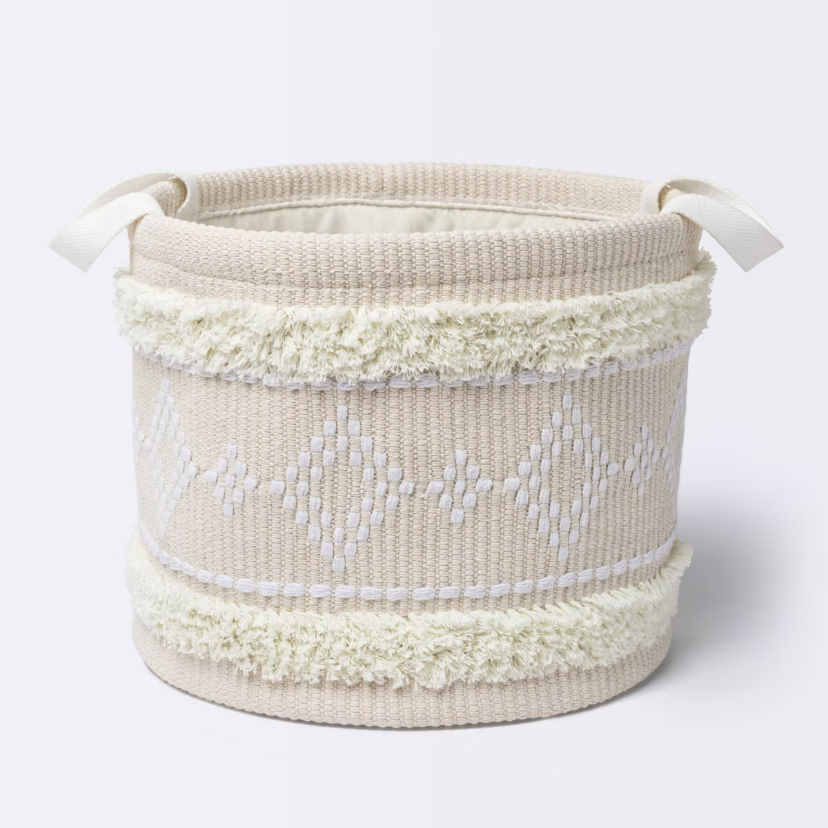 Tufted Fabric Medium Round Storage Basket - Khaki and Cream - Cloud Island™ | Target