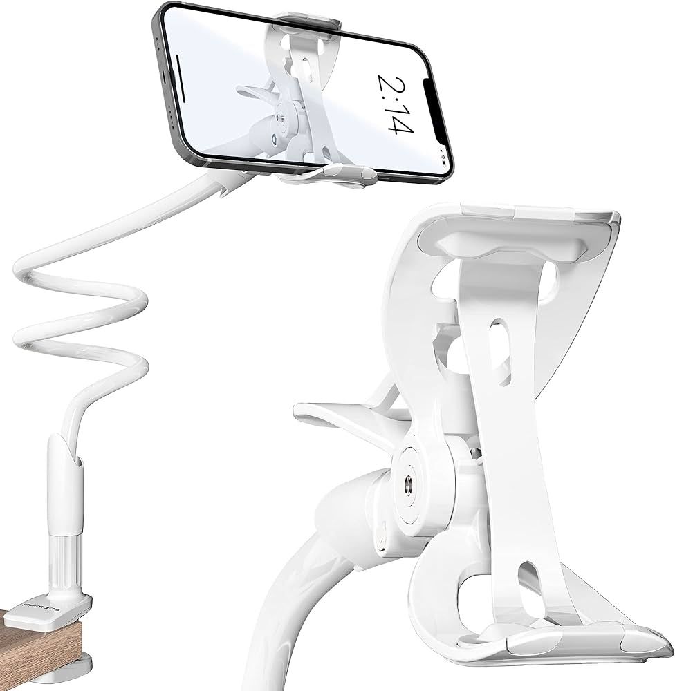 Cell Phone Holder for Bed Gooseneck Bedside Phone Holder Laying Down with Adjustable 360 Clamp Cl... | Amazon (US)