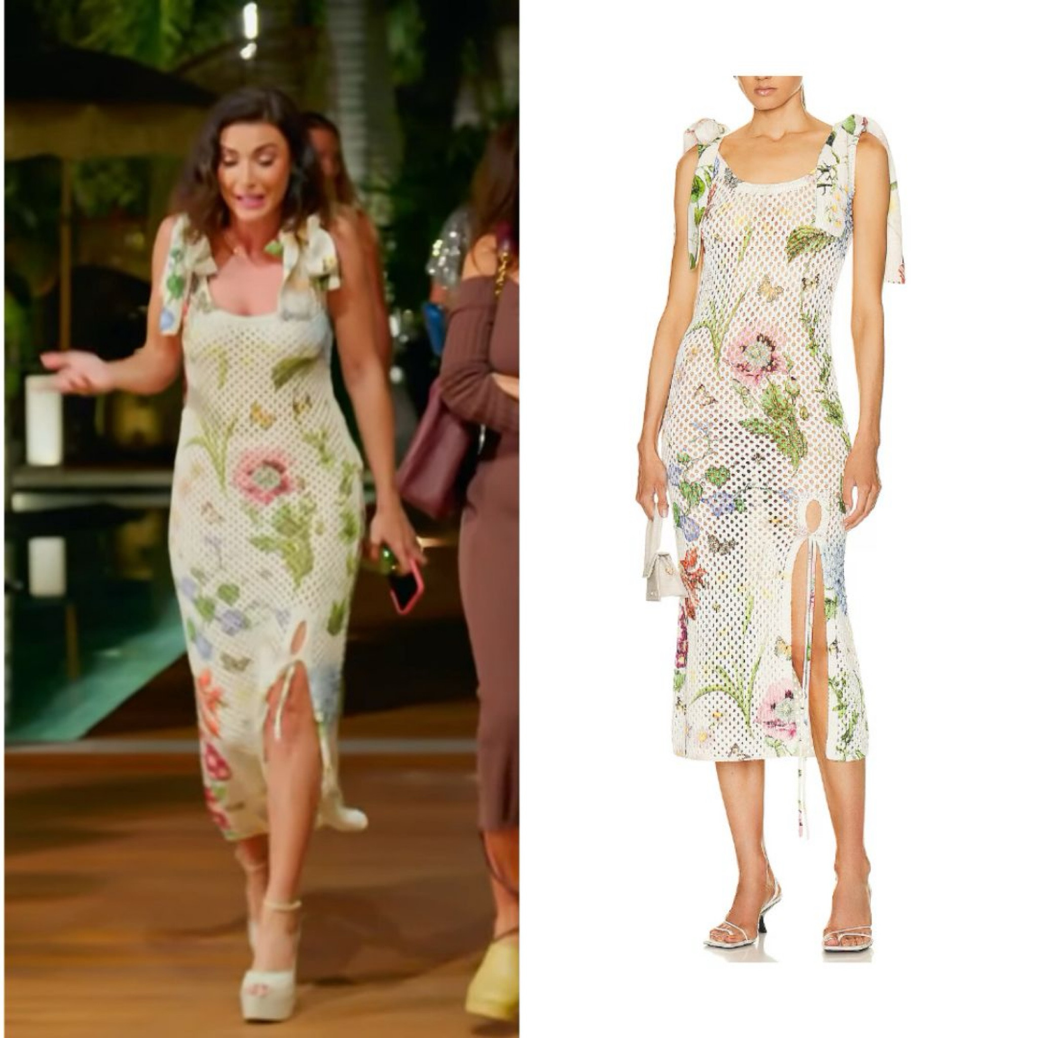 Bronwyn Newport’s Floral Tie Shoulder Crochet Dress 