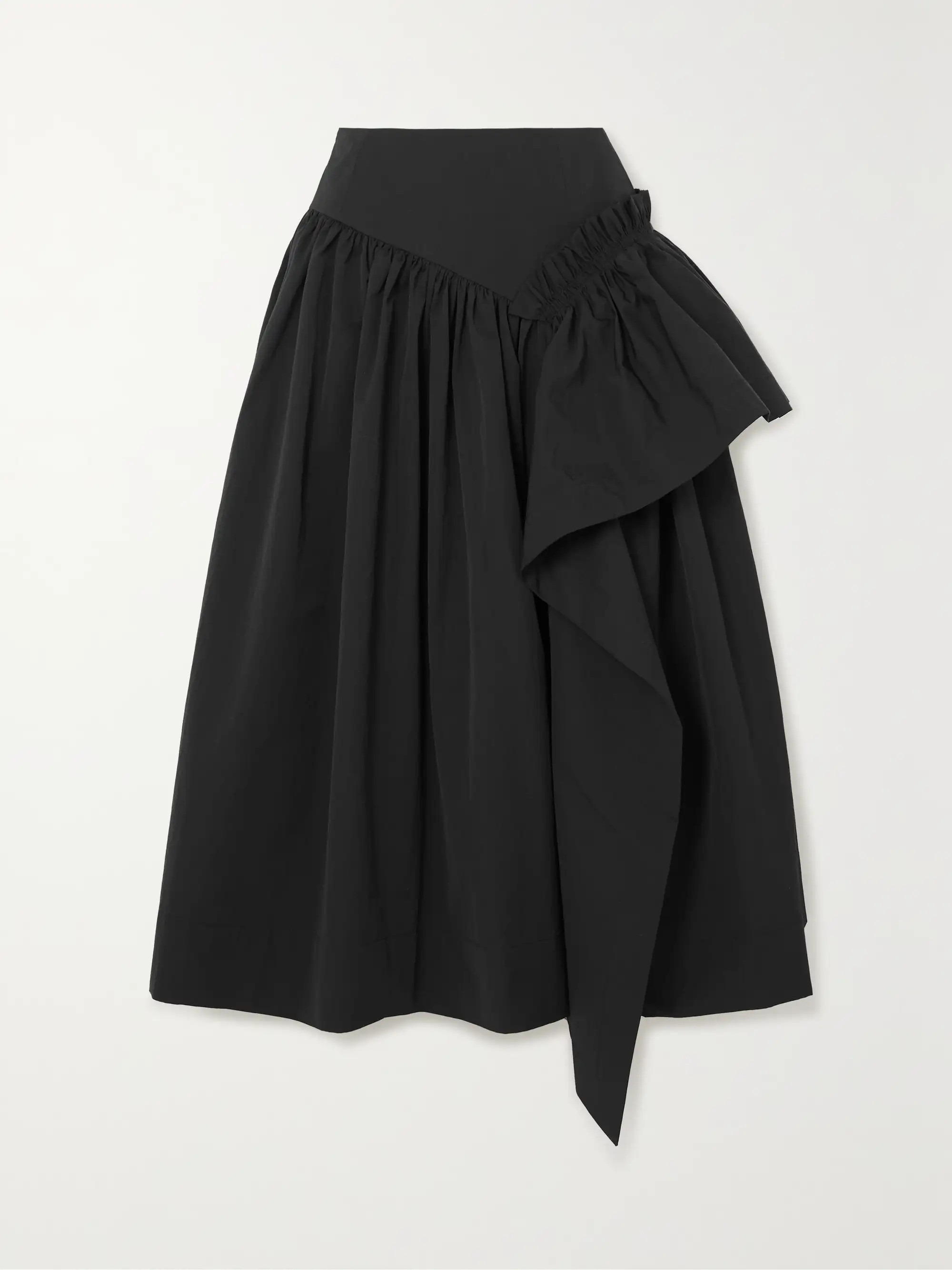 Asymmetric ruffled taffeta midi skirt | NET-A-PORTER (UK & EU)