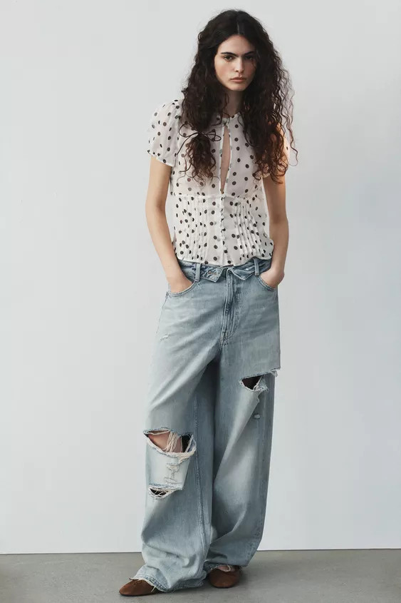 TRF FOLDED WAIST MID-RISE JEANS | Zara US