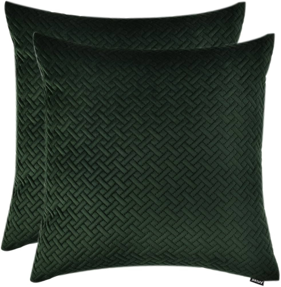 Artcest Set of 2, Decorative Velvet Bed Throw Pillow Case, Sofa Soft Quilted Pattern, Comfortable... | Amazon (US)