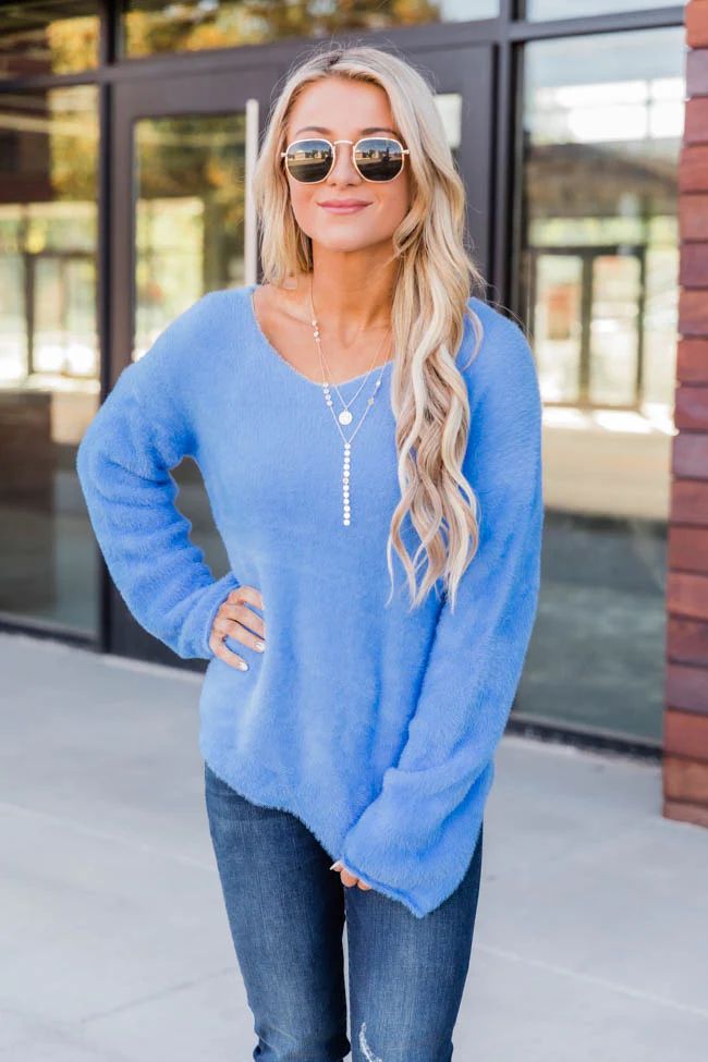 A Lucky Break Blue Sweater | The Pink Lily Boutique
