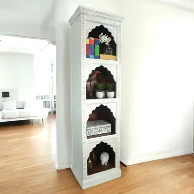 Hand-crafted Solid Wood Arched 4 Shelf Narrow Bookcase | Wayfair North America