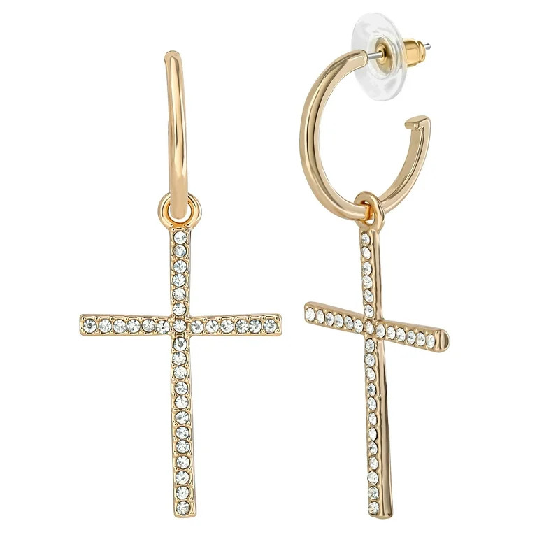 Jessica Simpson Women’s Fashion Cross Drop Hoop Earring | Walmart (US)