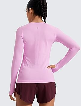 CRZ YOGA Seamless Long Sleeve Shirts for Women Hip Length - Workout Athletic Running Gym Yoga Top... | Amazon (US)