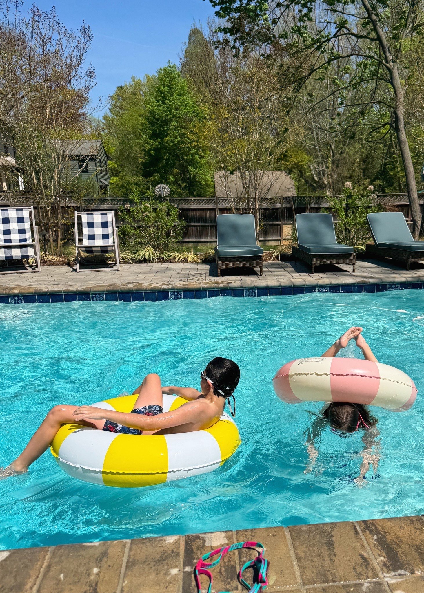 These are the only pool floats I’ve repurchased this year! I loved them so much last year because they brought a little color to the pool area (I went with a brighter palette this year!), I love the vintage stripes, there’s no handle on the sides so you can lounge comfortably on them, they work for kids & adults, & they lasted all summer (& would have lasted again this summer had we stored them properly 😬)! If you’re looking for pool tubes, these are really great! 🏊‍♀️☀️🕶️

#LTKKids #LTKSeasonal #LTKHome