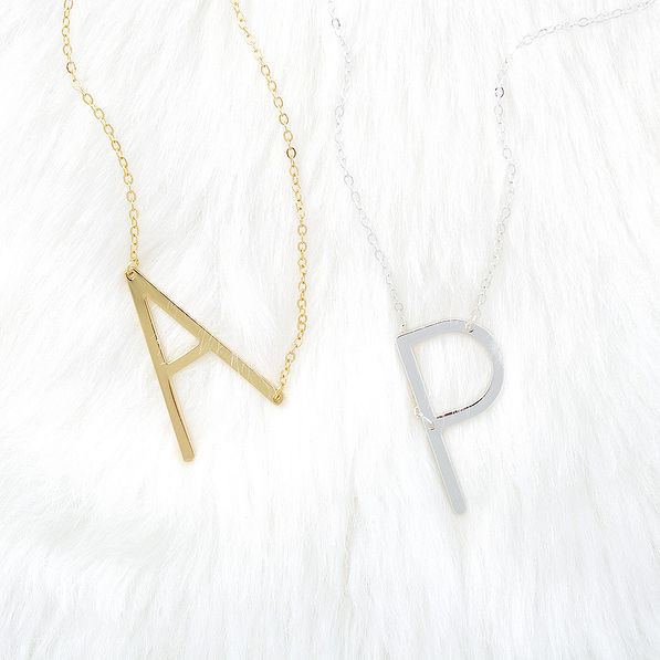 Sideways Initial Necklace | Marleylilly