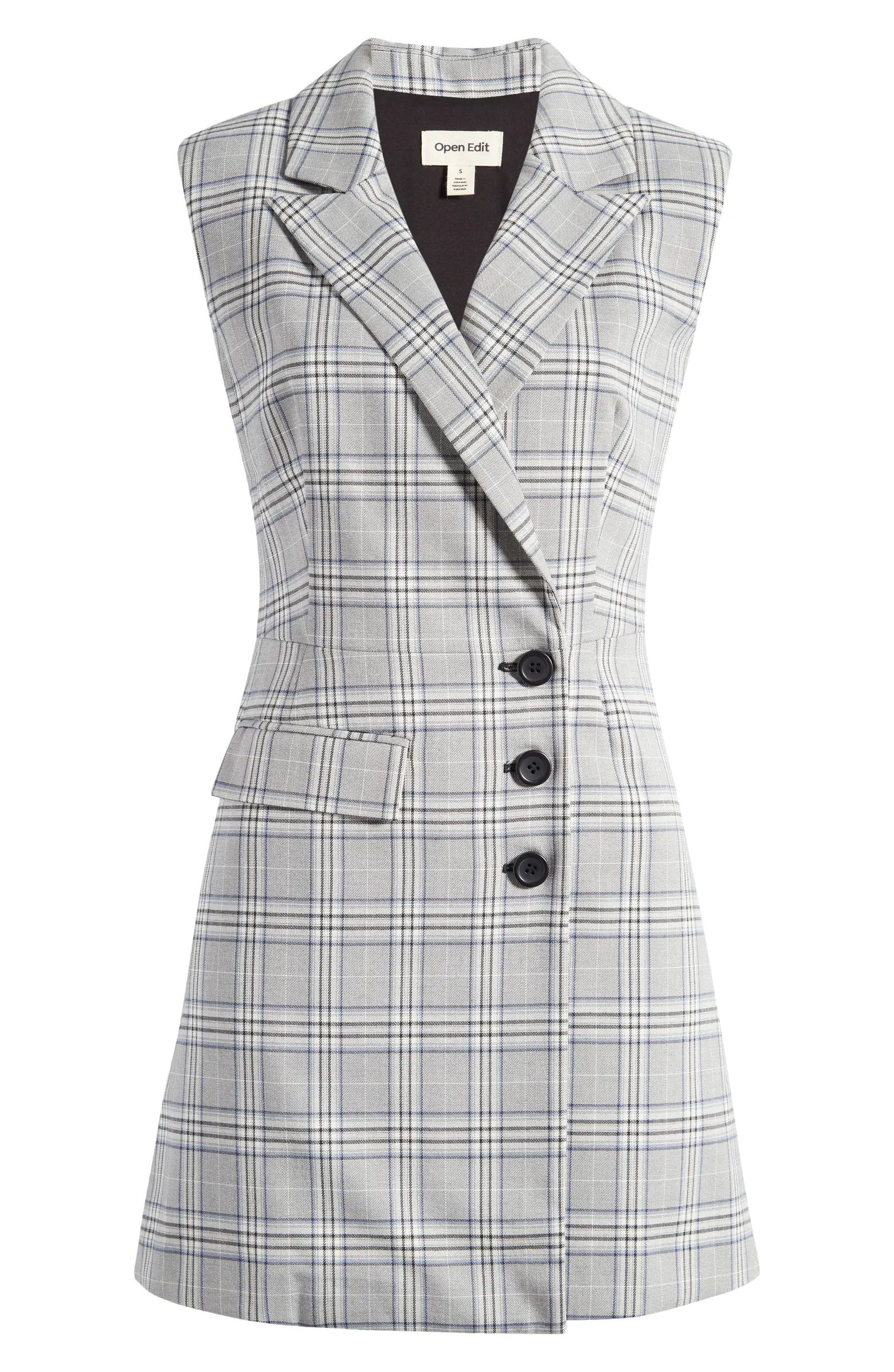 Plaid Side Button Blazer Dress | Nordstrom