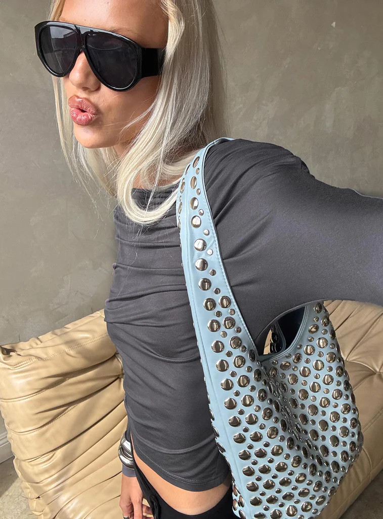 In The Crowd Shoulder Bag Blue / Silver | Princess Polly US