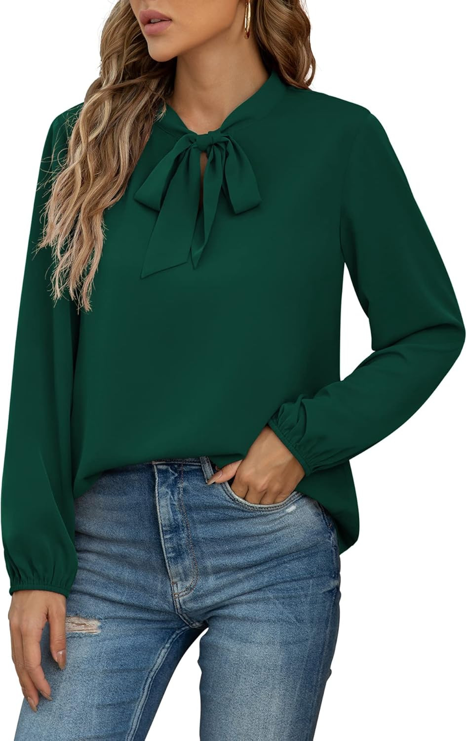 Amazon.com: CZYINXIAN Business Casual Tops for Women Chiffon Long Sleeve Blouses Womens Fall Offi... | Amazon (US)