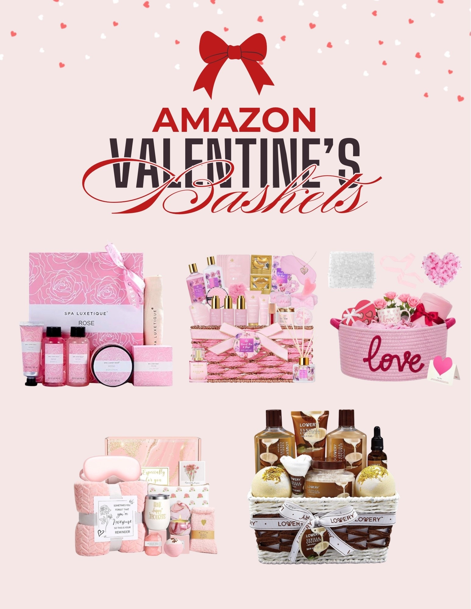 Not every season needs a DIY moment and that’s okay 😉

These premade valentines baskets from Amazon are so good and take all the work out of gifting. Perfect for your Bestie, sister, teacher, or anyone you want to spoil without shopping a million items. Zero stress, all the cute. Linked and ready to ship. 

#valentinesday #amazonvalentinesday #giftideas #galentinesday 

#LTKValentine #LTKSeasonal #LTKselfcare