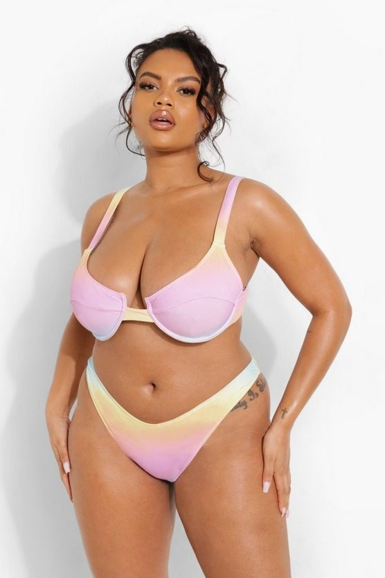 Plus Ombre Crinkle Underwire Bikini Top | Boohoo.com (US & CA)