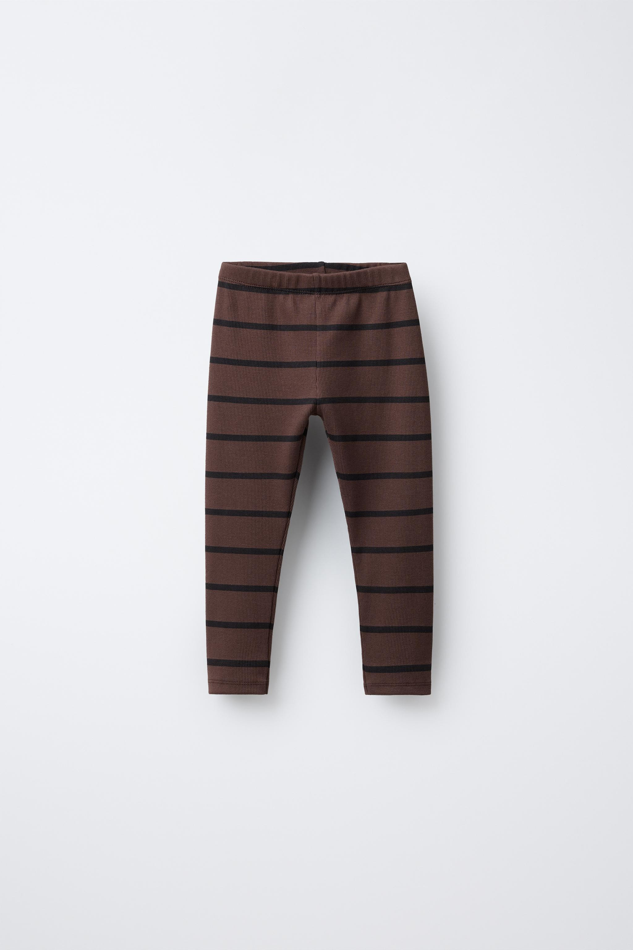 Ribbed leggings with elastic waistband. Stripe print. | Zara Canada
