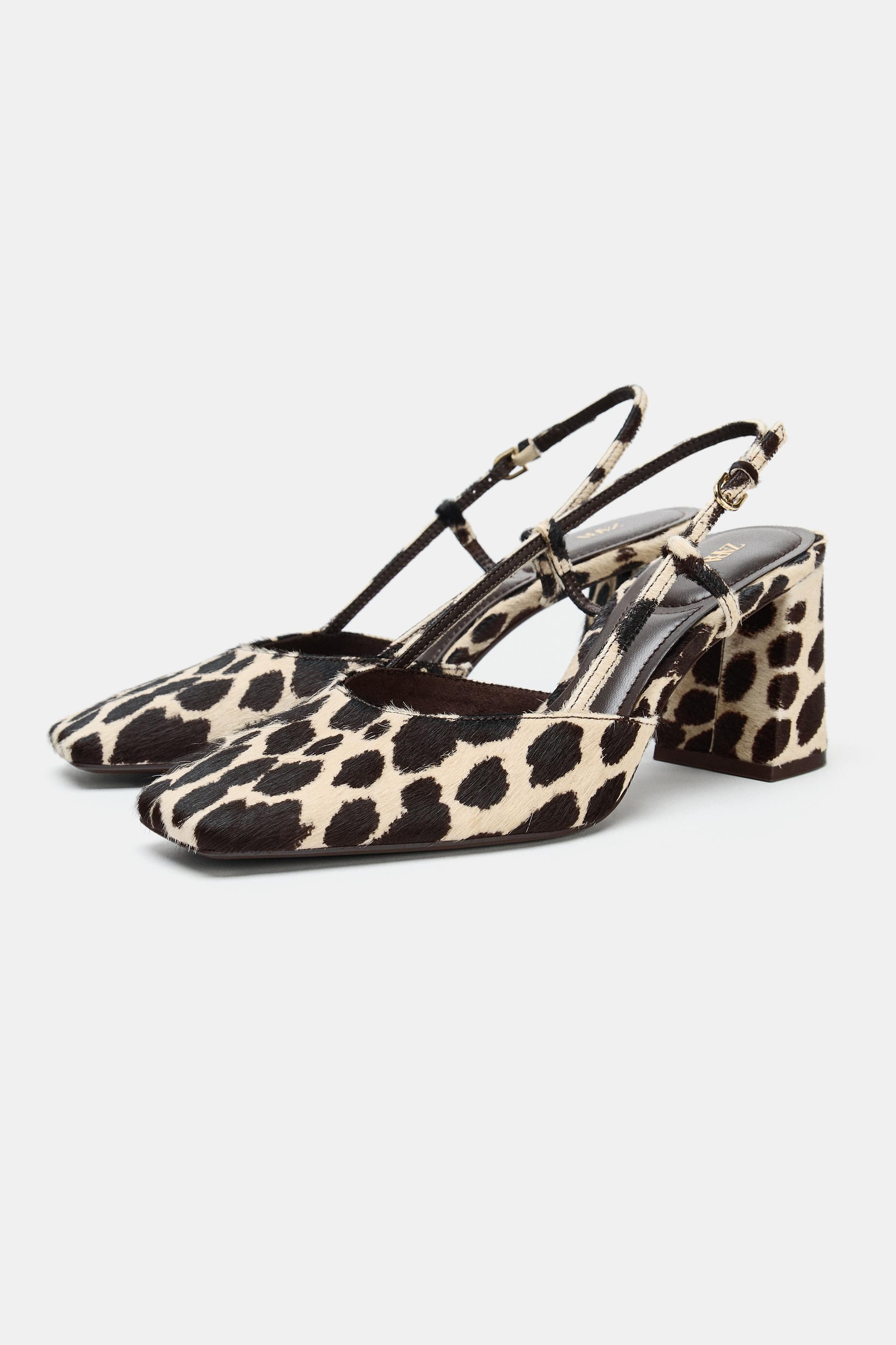ANIMAL PRINT LEATHER SLINGBACK SHOES | Zara US