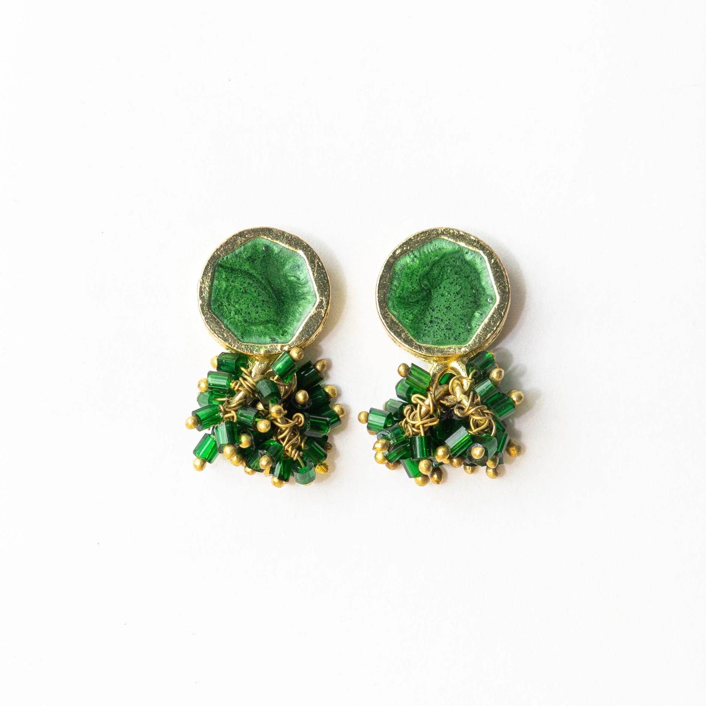Kimberly Enamel Earring Leaf Green | INK+ALLOY