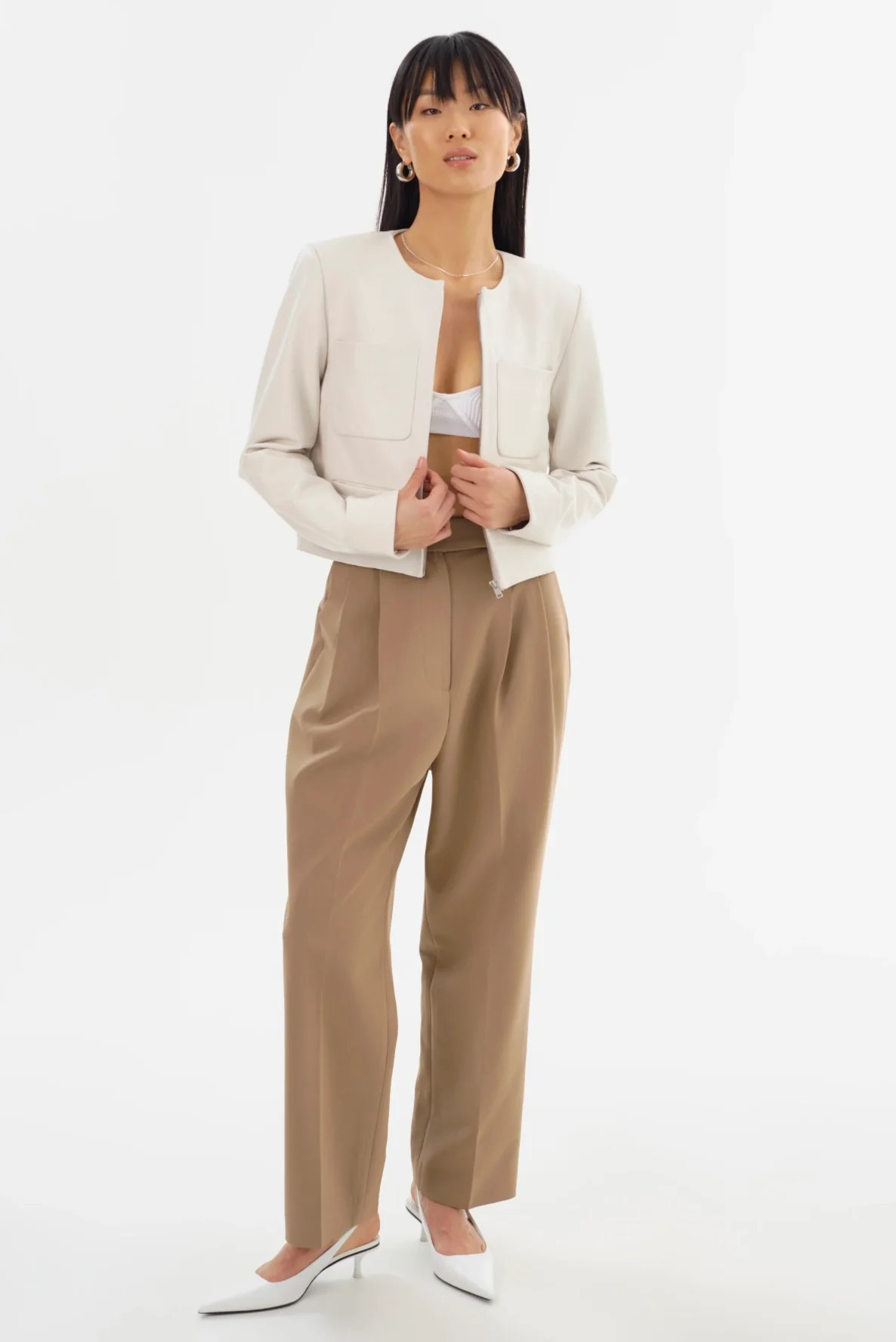 Linette Leather Jacket in Whisper White | Sierra Deene