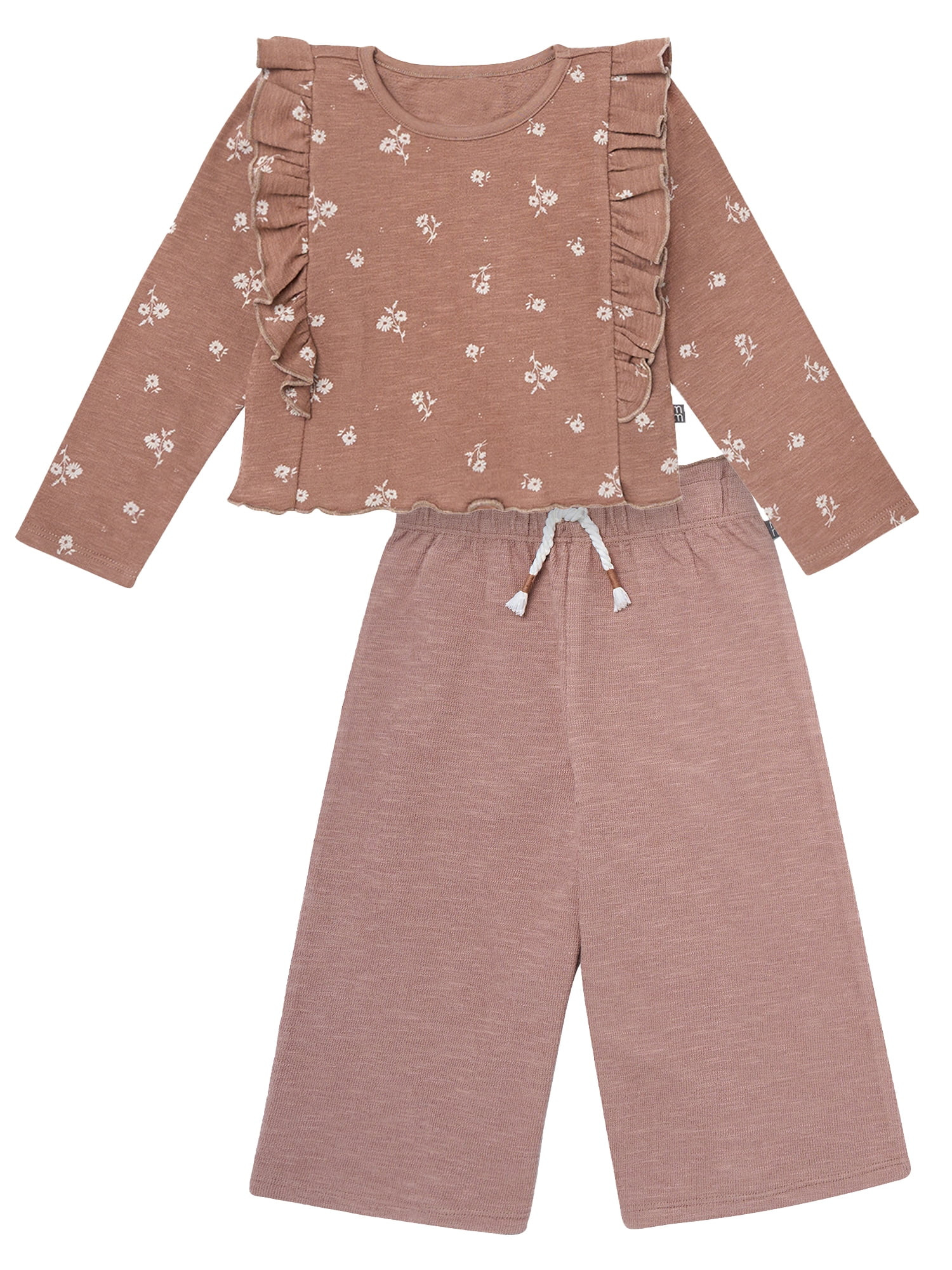 Modern Moments by Gerber Toddler Girl Top and Wide Leg Pant Outfit Set, Sizes 12M-5T | Walmart (US)
