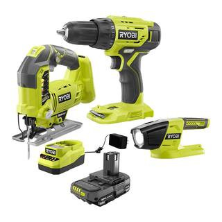 RYOBI ONE+ 18V Cordless 3-Tool Combo Kit with 1.5 Ah Battery and Charger PCK104KN | The Home Depot