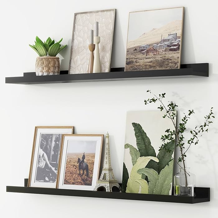 Picture Ledge Shelf Floating Shelves Wall Mounted Black 36 Inches Set of 2 | Amazon (US)