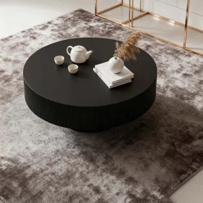 Round Coffee Table, Fluted Coffee Table with Sturdy Pedestal, Mid Century Modern Coffee Table for Living Room, Bedroom, Terrace, Office, Small Space ( | Wayfair North America