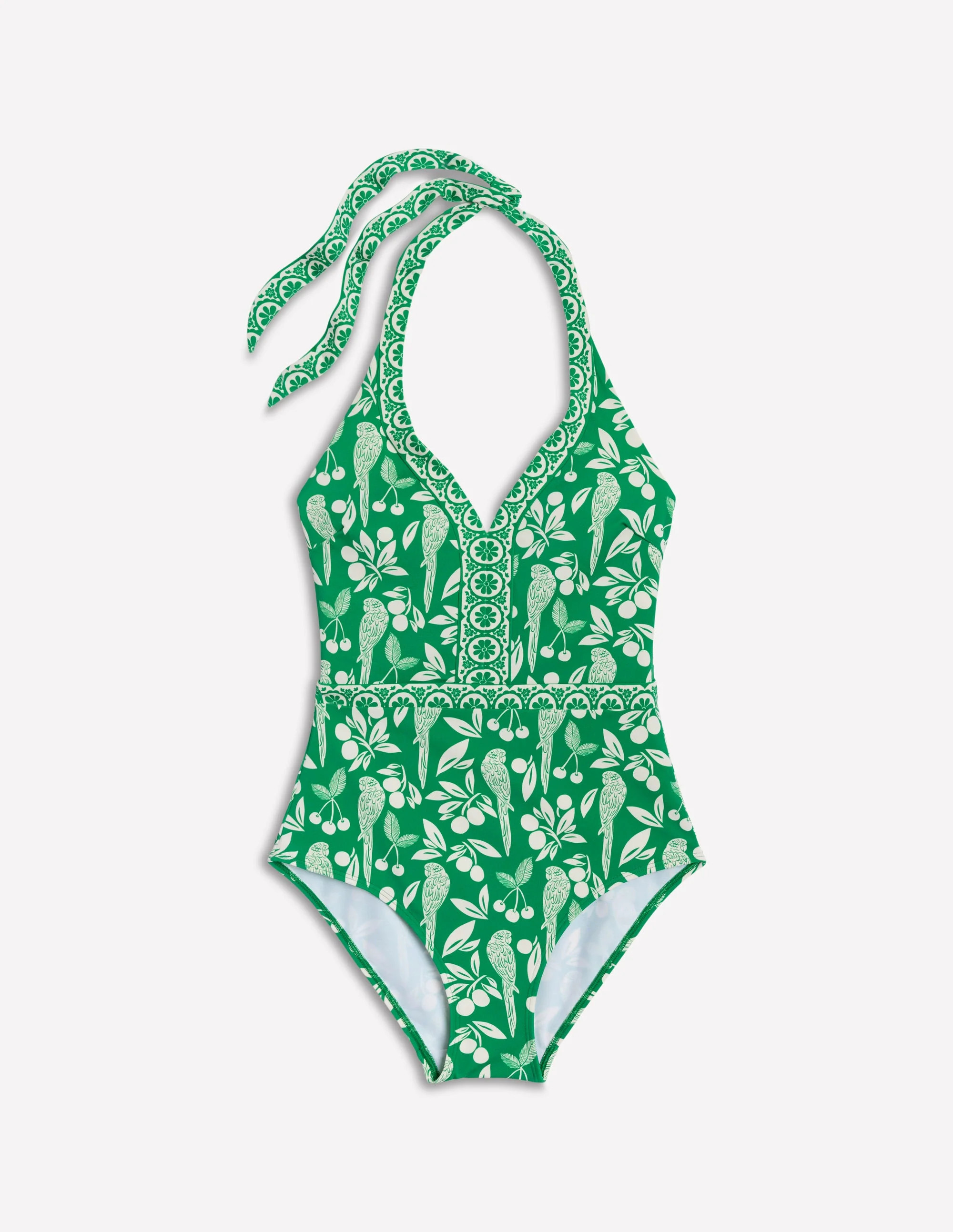 Ios V Panel Swimsuit-Rich Emerald, Ornate Tropics | Boden (US)
