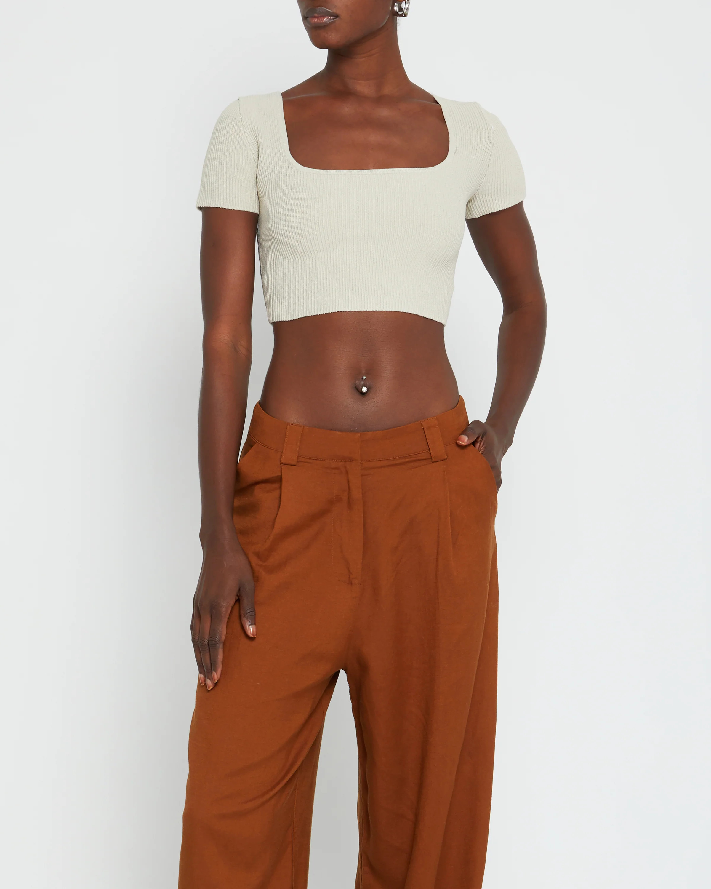 Sculpting Knit Squareneck Top - CREAM / XS | Few Moda