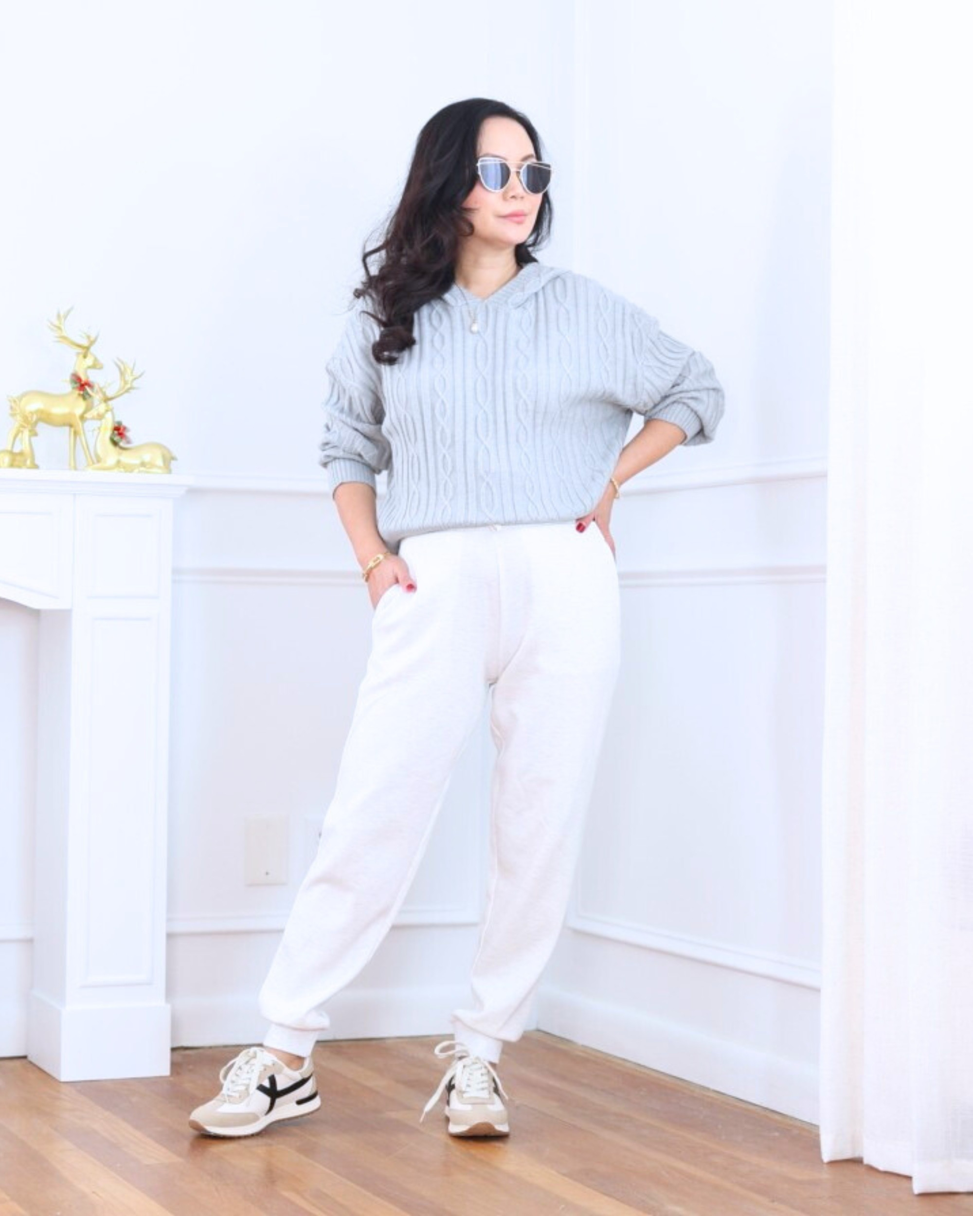 Cozy and casual in a Macy’s cable knit pullover hoodie with matching joggers, finished with sneakers for an easy, laid-back look. I’m 5’2, wearing size XS.

#LTKOver40 #LTKootd #LTKPetite