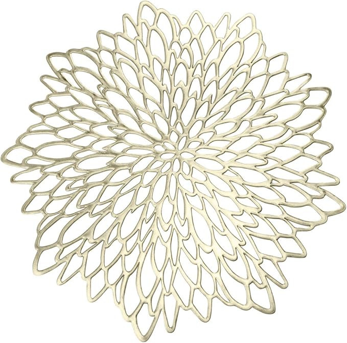 AdasBridal Gold Round Placemats for Dinner Table Set of 6 Hollow-Out Vinyl Place Mats for Kitchen... | Amazon (US)