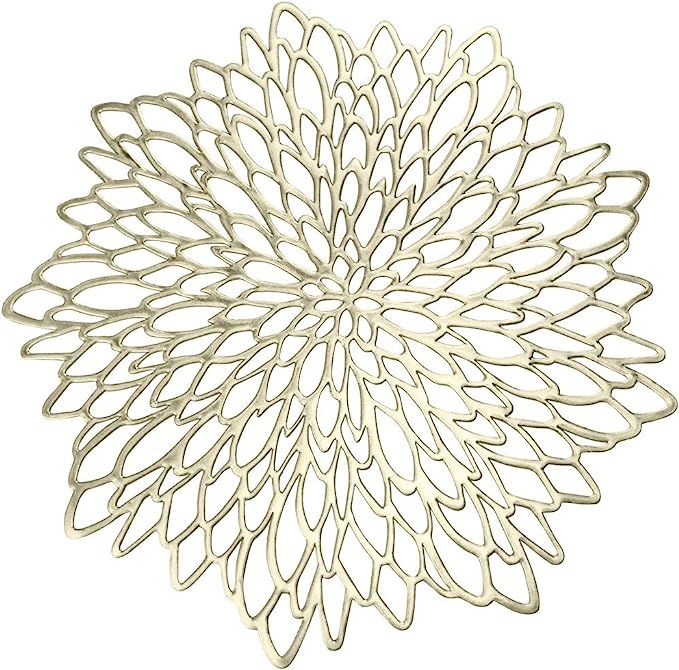 AdasBridal Gold Round Placemats for Dinner Table Set of 6 Hollow-Out Vinyl Place Mats for Kitchen... | Amazon (US)