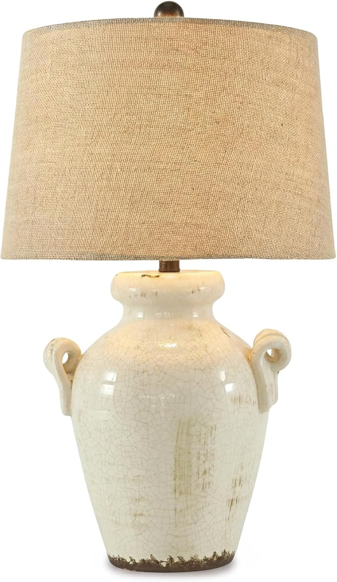 Signature Design by Ashley 27-Inch Farmhouse Ceramic Table Lamp, Cream | Amazon (US)