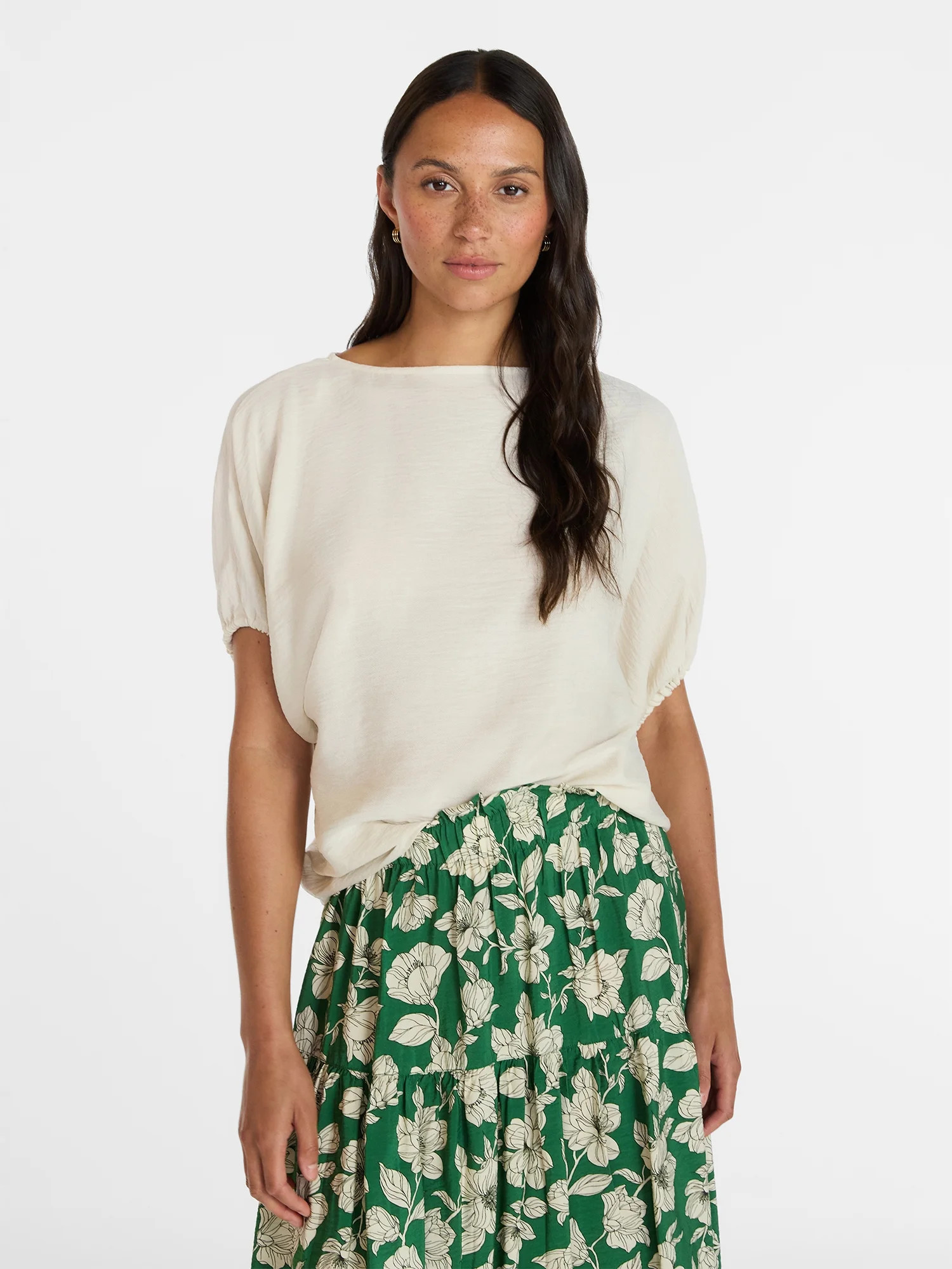 Time and Tru Women's Boatneck Top with Dolman Sleeves, Sizes XS-XXXL | Walmart (US)